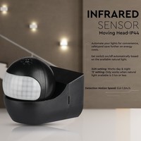 PIR bewegingssensor met schemerschakelaar 180° bereik 12 meter Maximaal 400 Watt opbouw kleur zwart IP44