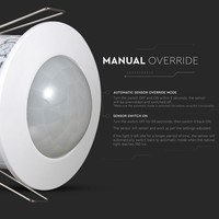PIR Bewegungsmelder mit Dämmerungsschalter 360° Reichweite 6 Meter Maximal 300 Watt IP20 Einbau Farbe weiß