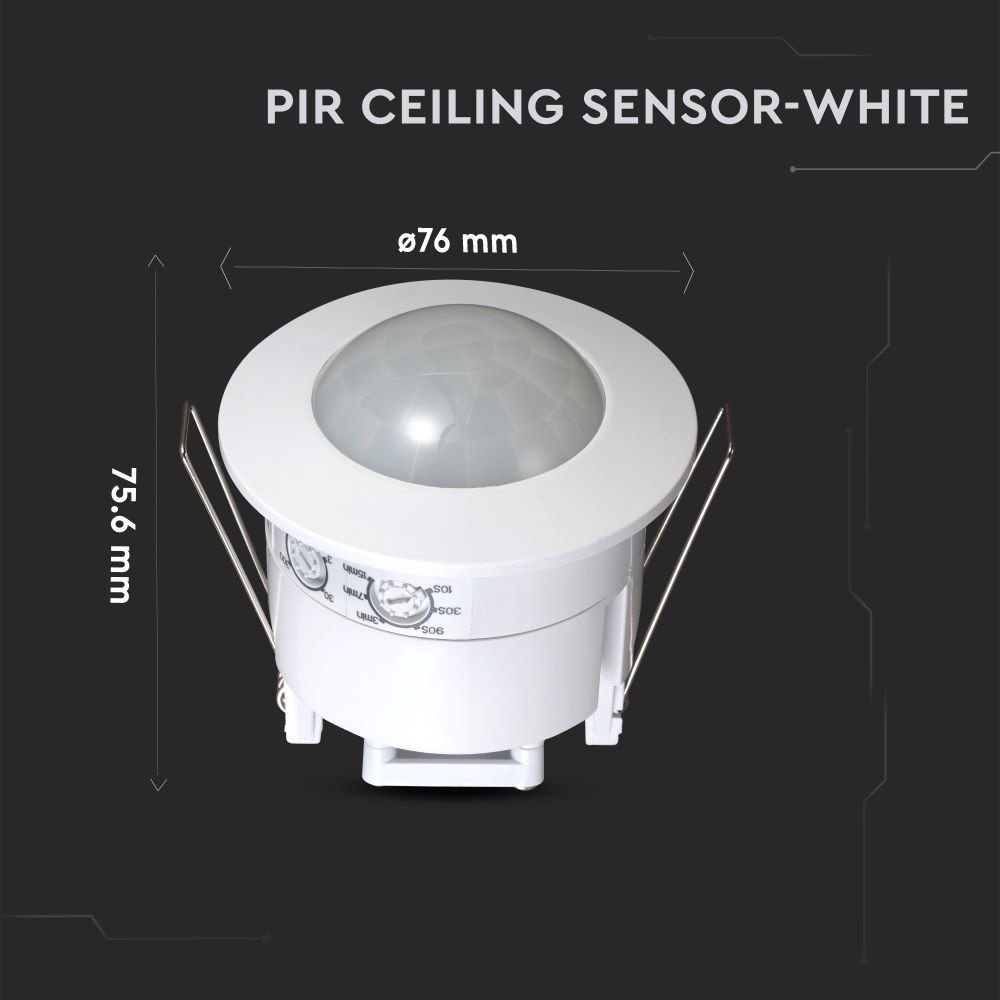 PIR motion sensor 360° range 6m Max. 300 Watt IP20 recessed white