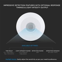 PIR Bewegungsmelder mit Dämmerungsschalter 360° Reichweite 6m Maximal 1000 Watt IP20 Aufputz Farbe weiß