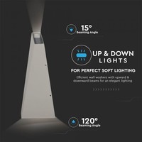 LED wandlamp 6 Watt 4000K Up & Down light IP65 grijs