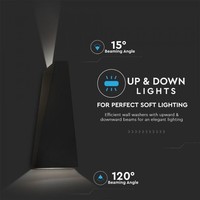 LED wandlamp 6 Watt 4000K Up & Down light IP65 zwart