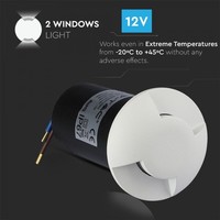 Grondspot Rond Wit 1 Watt 3000K IP67 12V - 2 Lichts