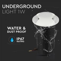 Grondspot Rond Wit 1 Watt 3000K IP67 12V - 2 Lichts