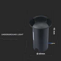 Grondspot Rond Zwart 1 Watt 3000K IP67 12V - 2 Lichts