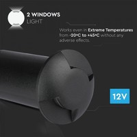 Grondspot Rond Zwart 1 Watt 3000K IP67 12V - 2 Lichts