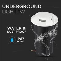 Grondspot Rond Wit 1 Watt 3000K IP67 12V - 4 Lichts
