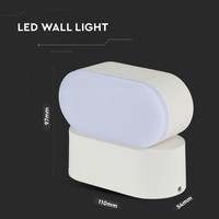 LED wandlamp kantelbaar wit 6 Watt 3000K warm wit IP65 waterdicht