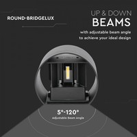 LED Wandlamp 6 Watt 3000K 660lm IP65 Zwart Rond