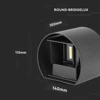 LED Wandleuchte 6 Watt 3000K 660lm IP65 Schwarz Rund