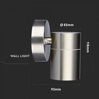 Wandlamp RVS Rond GU10 IP44 3 jaar garantie
