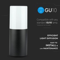 Wandlamp GU10 Rond Zwart Aluminium IP54