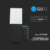 Wandlamp GU10 Vierkant Zwart Aluminium IP54