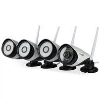Set van 4 Wifi Beveilingscamera voor binnen en buiten HD 1080P incl. Router. Wit