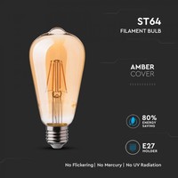 LED Glühbirne ST64 mit E27 Fassung 6 Watt 500lm Super Warmweiß 2200K