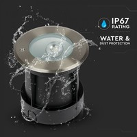 Grondspot RVS rond 8 Watt 4000K Oblique 20° IP67 waterdicht 2 jaar garantie