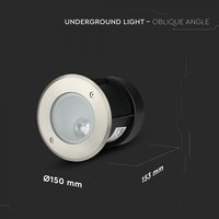 Grondspot RVS rond 8 Watt 4000K Oblique 20° IP67 waterdicht 2 jaar garantie