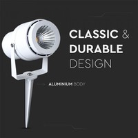 Set van 6 LED aluminium prikspots 12 Watt 3000K IP65 wit