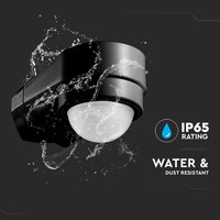 PIR bewegingssensor met schemerschakelaar 240° bereik 10 meter Maximaal 600 Watt opbouw kleur zwart IP65