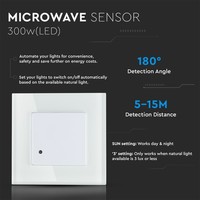 Microwave motion sensor with twilight switch 15 meter Maximum 300 Watt built-in white
