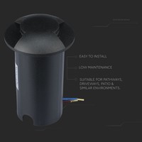 Set of 6 ground spots round black 3000K 1 Watt IP67 12V - 2 Lights