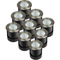 Set van 9 grondspots RVS rond 4000K 12 Watt IP67 waterdicht