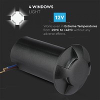 Satz mit 3 Bodenstrahler Rund Schwarz 3000K 1 Watt IP67 12V - 4 Lichter