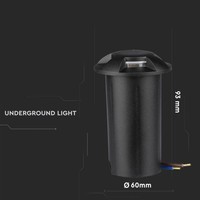 Satz mit 3 Bodenstrahler Rund Schwarz 3000K 1 Watt IP67 12V - 4 Lichter