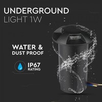 Satz mit 3 Bodenstrahler Rund Schwarz 3000K 1 Watt IP67 12V - 4 Lichter