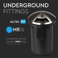 Set van 3 grondspot RVS 12V rond MR16 3000K IP67 waterdicht - 1 Lichts