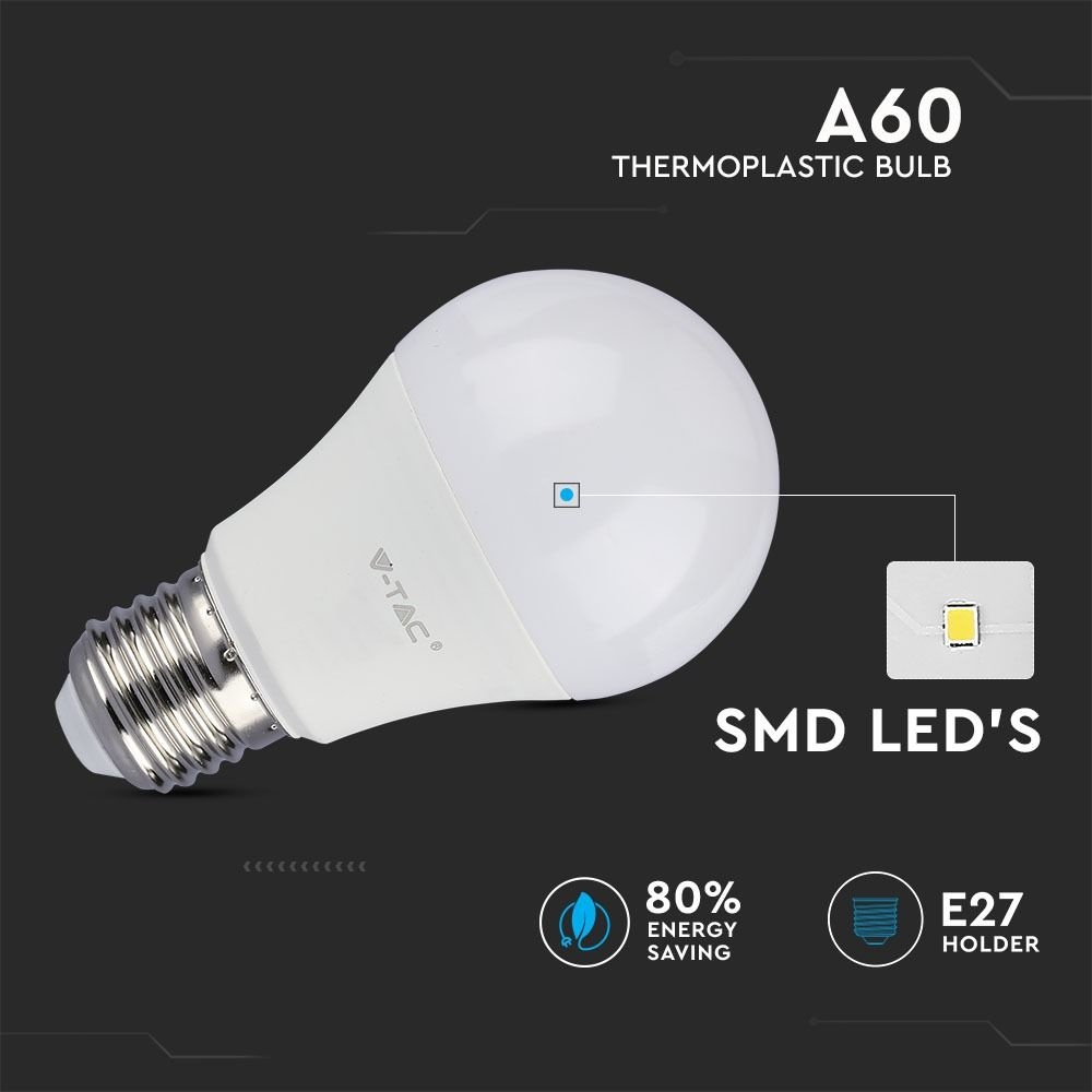 E27 LED Lamp 9 Watt 4000K A60 Vervangt 60 Watt