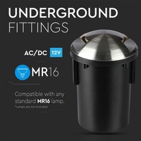 Set van 9 grondspots RVS 12V rond MR16 3000K IP67 waterdicht - 2 Lichts