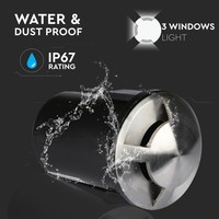 Set van 3 grondspots RVS 12V rond MR16 3000K IP67 waterdicht - 3 Lichts