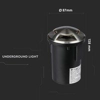 Set van 3 grondspots RVS 12V rond MR16 3000K IP67 waterdicht - 3 Lichts
