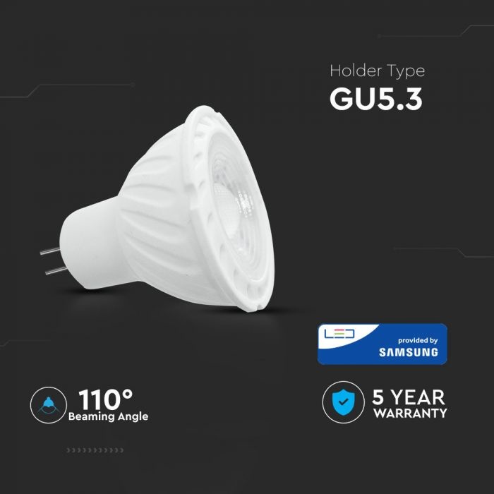 GU5.3 MR16 LED spot 6,5 Watt 12V DC 450lm warmwit 3000K (vervangt 55W) 5 jaar garantie