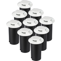 Set van 9 grondspots rond wit 3000K 1 Watt IP67 12V - 4 Lichts