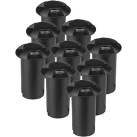 Satz mit 9 Bodenstrahler Rund Schwarz 3000K 1 Watt IP67 12V - 4 Lichter