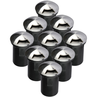 Set van 9 grondspot RVS 12V rond MR16 3000K IP67 waterdicht - 1 Lichts