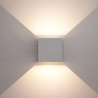 Kansas - Dimmable LED wall light cube - 7 Watt - 3000K warm white - Up & Down light - IP65 - Grey - For outdoor and indoor use