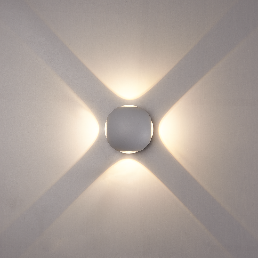 Hofronic Austin LED wandlamp 3000K warm wit Rondom verlicht Vierzijdig oplichtend 4 watt Up down Rond Globe Voor buiten en binnen Grijs