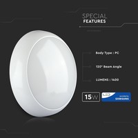 LED Plafondlamp opbouw 15 Watt 1400 Lumen IP65 (3-in-1 3000K-6400K) Samsung 5 jaar garantie