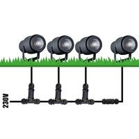 Satz mit 3 LED Aluminium Erdspießstrahler 12 Watt 720 Lumen 4000K IP65 Spritzwasserdicht - Grau