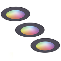 Set of 3 smart WiFi LED recessed spotlights Aura RGBWW Black IP44 1050lm