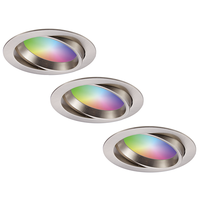 Set van 3 Luna Smart inbouwspots - WiFi + Bluetooth - 12W 1050lm Superbright - RGBWW Dimbaar - Kantelbaar - RVS - IP44 Waterdicht - Google home , Alexa en Siri - Smart spotjes