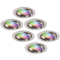Set of 6 smart WiFi LED recessed spotlights Luna RGBWW tiltable stainless steel IP44 1050lm