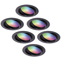 Set van 6 Luna - Smart inbouwspots - WiFi + Bluetooth - 12W 1050lm Superbright - RGBWW Dimbaar - Zwart - Kantelbaar - IP44 Waterdicht - Google home , Alexa en Siri - Smart spotjes