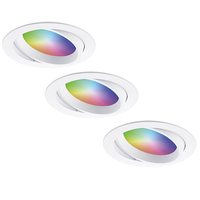 Set van 3 Luna Smart inbouwspots - WiFi + Bluetooth - 12W 1050lm Superbright - RGBWW Dimbaar - Kantelbaar - Wit - IP44 Waterdicht - Google home , Alexa en Siri - Smart spotjes