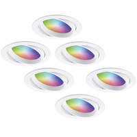 Set van 6 Luna - Smart inbouwspots - WiFi + Bluetooth - 12W 1050lm Superbright - RGBWW Dimbaar - Wit - Kantelbaar - IP44 Waterdicht - Google home , Alexa en Siri - Smart spotjes
