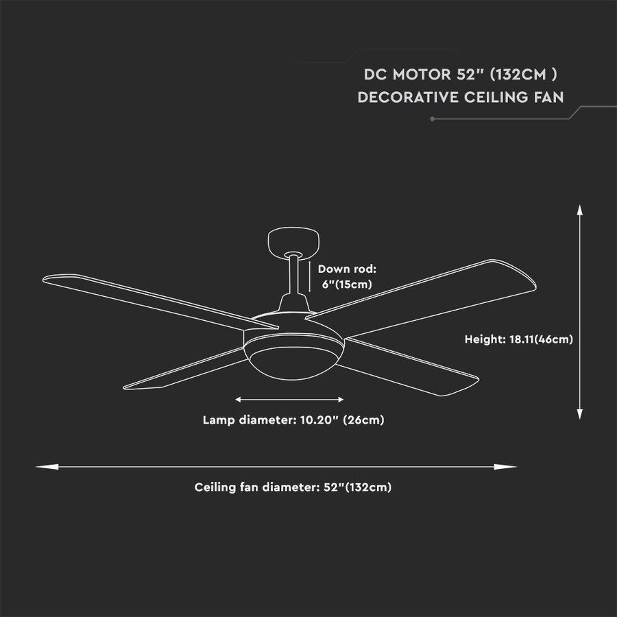 Deckenventilator aus Stahl mit Fernbedienung 60 Watt LED