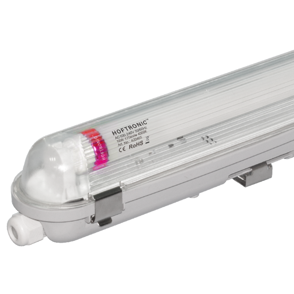 HOFTRONIC - LED TL armatuur met lamp - 120cm - 18 Watt 3150 Lumen (175lm/W) - 4000K IP65 waterdicht voor binnen en buiten - T8 G13 fitting - Flikkervrij - Koppelbaar